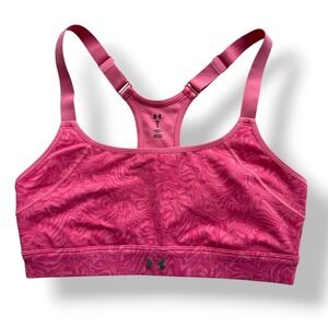 Under Armour Med Pink Marble Swirl Racerback Medium Impact Adjustable Sports Bra